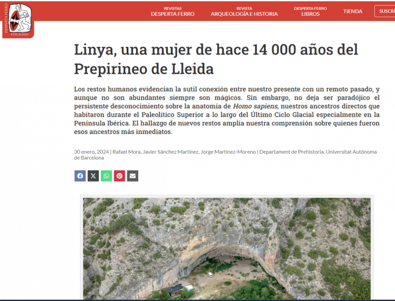 Linya, una mujer de hace 14 000 años del Prepirineo de Lleida